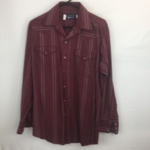 Western Panhandle Slim 34 Maroon Striped Shirt
